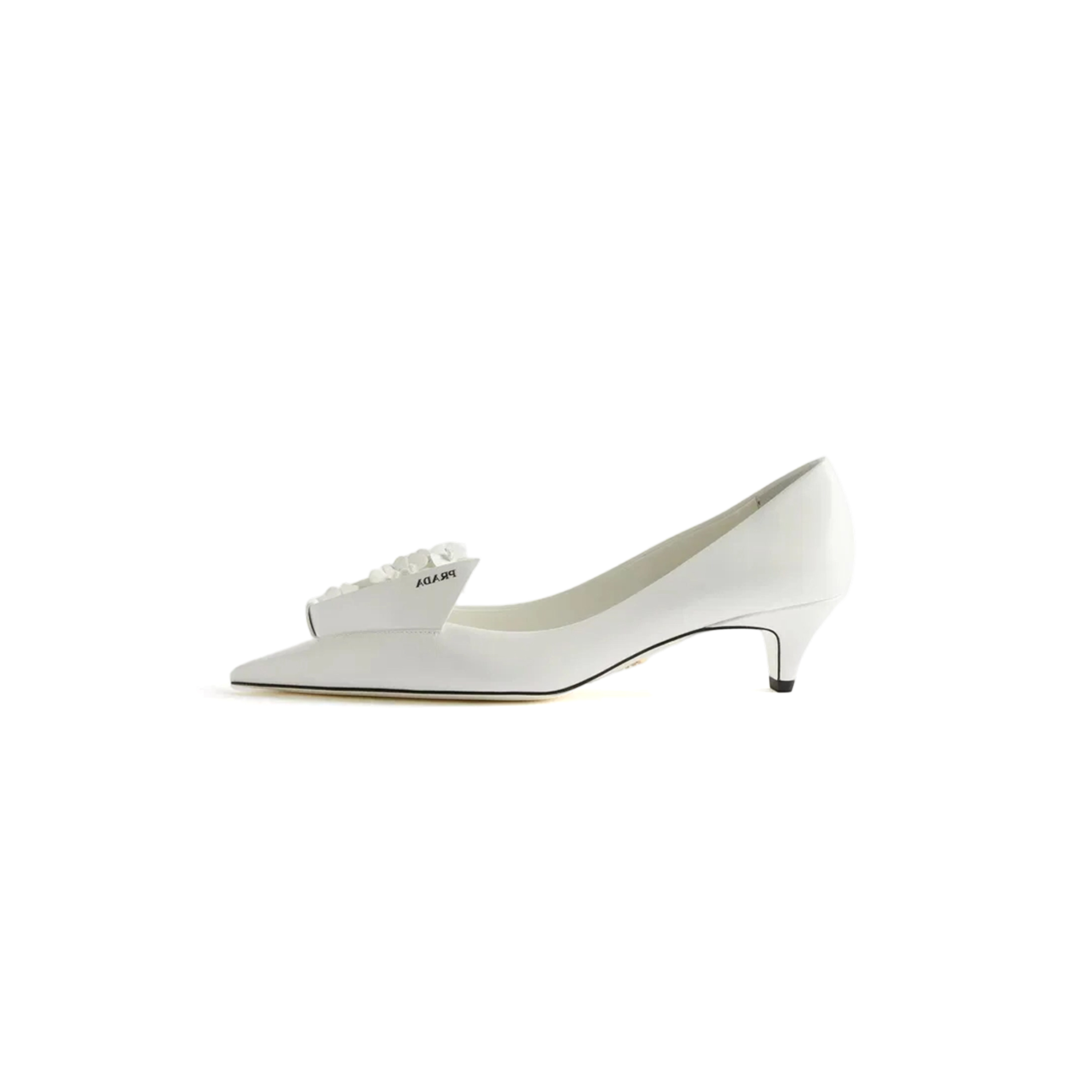 Pra*a white floral appliquÉ leather heel